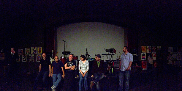 The panelists, left to right: Mike King, Dan Stiles, Some Guy, Guy Burwell, Joanna, director and moderator